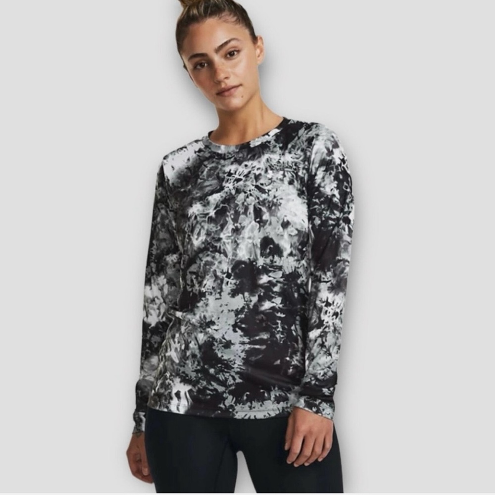 Under Armour UA Velocity Tie-Dye Long Sleeve Tee Black White Size Small NWT